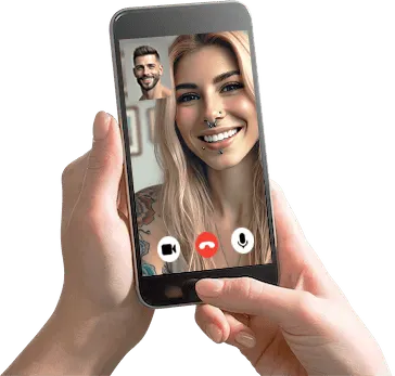 Illustration von zwei Personen die sich per Video-Anruf kennenlernen